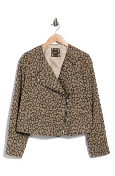 Hugo Boss Boss Leopard Patterned Moto Jacket In Animal Print