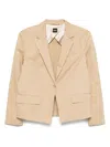 Hugo Boss Light Brown Cotton Blazer With Structured Shoulder Pads In Brown