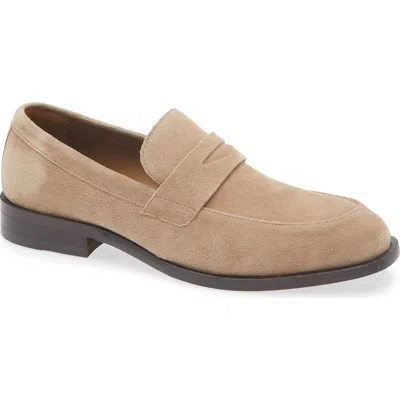 Hugo Boss Boss Limber Penny Loafer In Medium Beige Suede