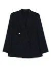 Hugo Boss Linen Double-breasted Blazer With Multiple Pockets