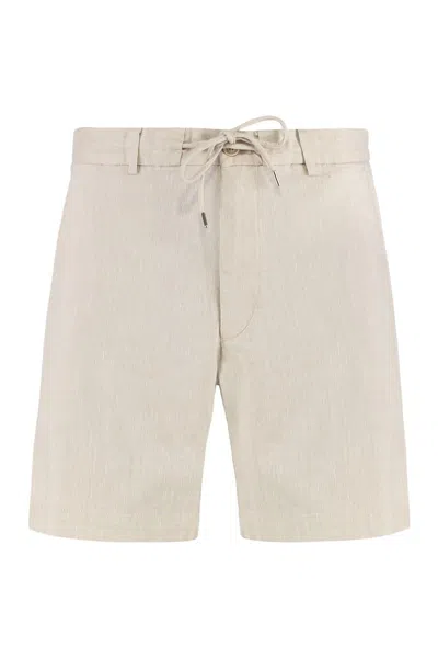 Hugo Boss Boss Linen Blend Bermuda-shorts In Beige
