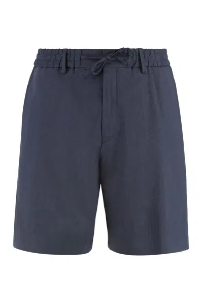 Hugo Boss Boss Linen Blend Bermuda-shorts In Blue