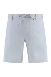Hugo Boss Linen Blend Bermuda Shorts Drawstring Waist In Blue