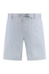 Hugo Boss Linen Blend Bermuda Shorts Drawstring Waist In Blue
