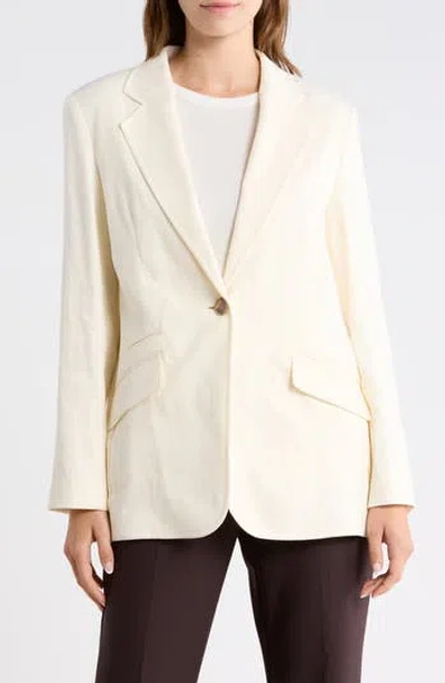 Hugo Boss Boss Linen Blend Blazer In Open Wht