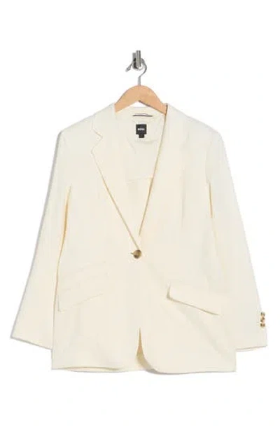 Hugo Boss Boss Linen Blend Blazer In White