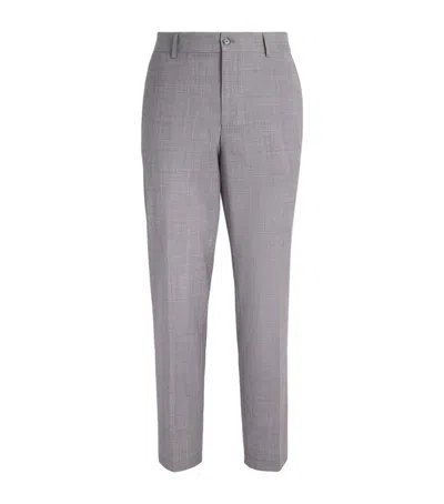 Hugo Boss Boss Linen-blend Straight Trousers In Gray
