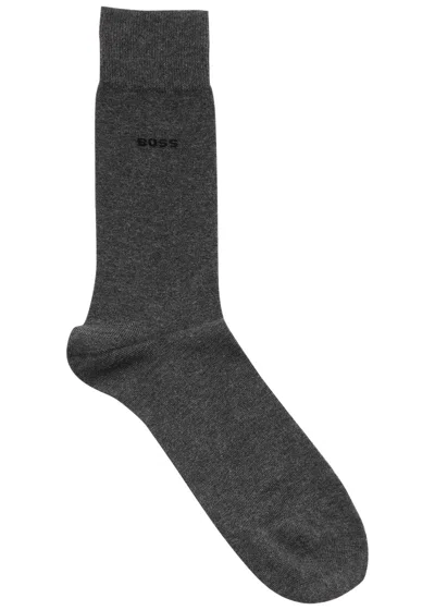 Hugo Boss 2-pack Mens Regular Length Socks In A Cotton Blend Nos In Medium Grey 031