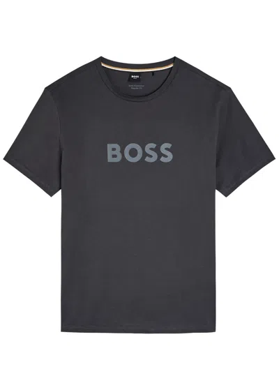 Hugo Boss Boss Logo Cotton T-shirt In Gray