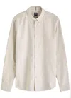 Hugo Boss Boss Logo-embroidered Cotton Shirt In Beige