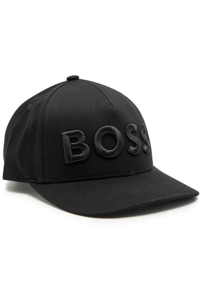 Hugo Boss Boss Logo-embroidered Twill Cap In Black