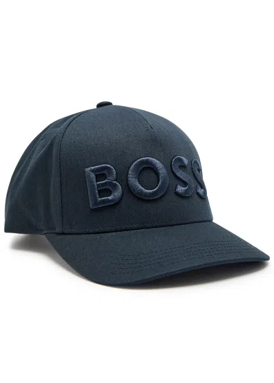 Hugo Boss Boss Logo-embroidered Twill Cap In Blue