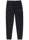 Hugo Boss Boss Logo-embroidered Waffle Sweatpants In Black