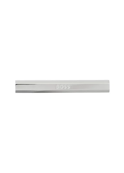 Hugo Boss Boss Logo-engraved Tie Clip In Silver