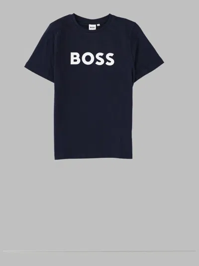 Hugo Boss Boss Logo Graphic Mini T-shirt For Boys In Blue
