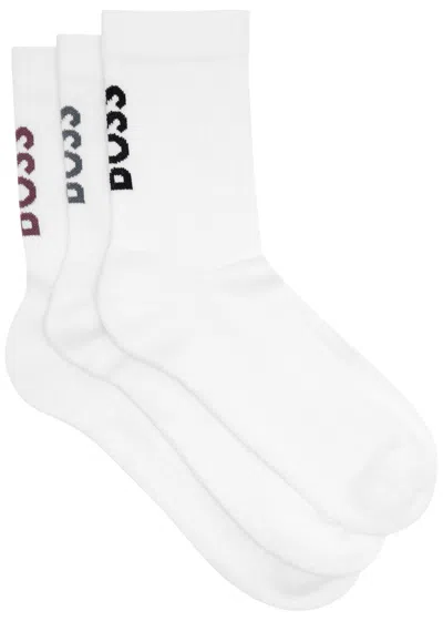 Hugo Boss Boss Logo-intarsia Knitted Socks In White