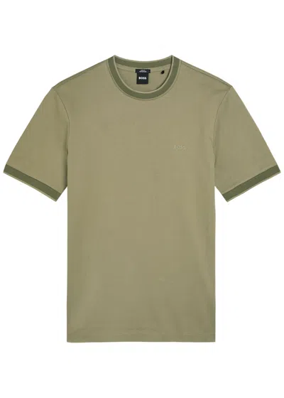 Hugo Boss Boss Logo Jersey T-shirt In Green