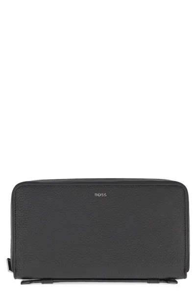 Hugo Boss Boss Logo Leather Wallet In Black