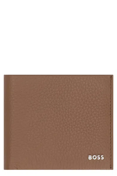 Hugo Boss Boss Logo Leather Wallet In Brown