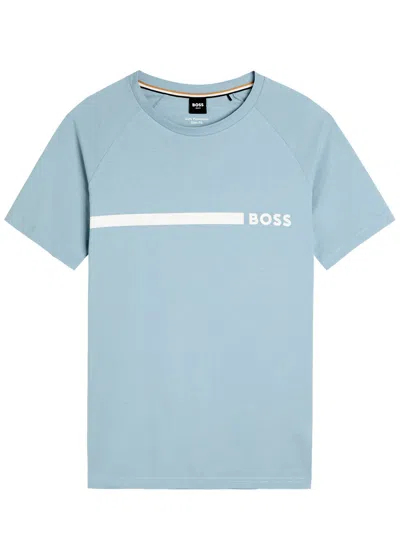 Hugo Boss Boss Logo-print Cotton T-shirt In Blue
