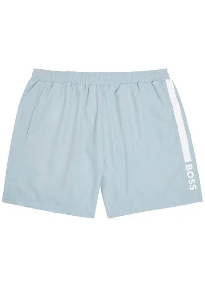Hugo Boss Boss Logo-print Shell Swim Shorts In Blue