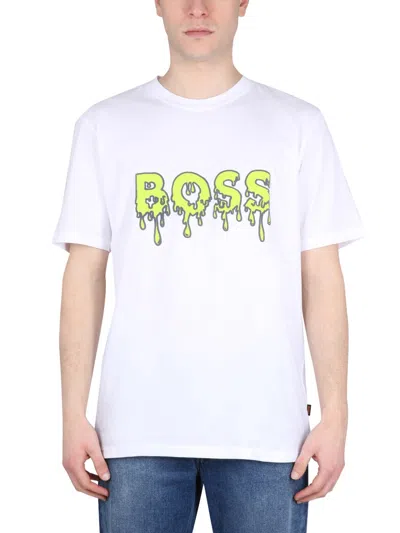 Hugo Boss Boss Men Logo Print T-shirt In White