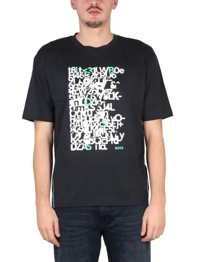 Hugo Boss Boss Logo Print T-shirt In Black