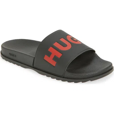 Hugo Boss Boss Logo Slide Sandal In Black