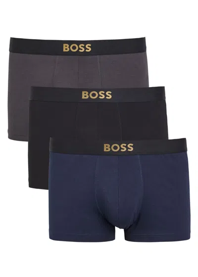 Hugo Boss Boss Logo Stretch-cotton Trunks In Multi