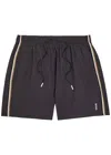 Hugo Boss Boss Logo Stretch-shell Swim Shorts In Black