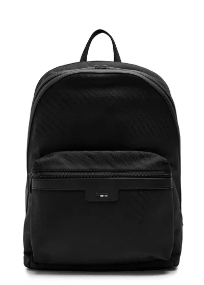 Hugo Boss Boss Logo Woven Shell Backpack In Black