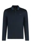 Hugo Boss Polo Sweater In Virgin Wool With Embroidered Logo In Blue