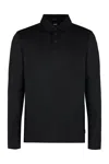 Hugo Boss Boss Long Sleeve Cotton Polo Shirt In Black