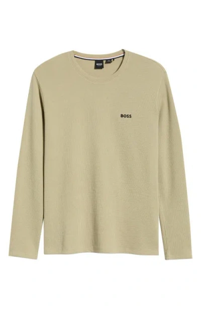 Hugo Boss Boss Long Sleeve Waffle Pajama T-shirt In Neutral
