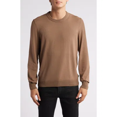 Hugo Boss Boss Lope Crewneck Sweater In Open Beige