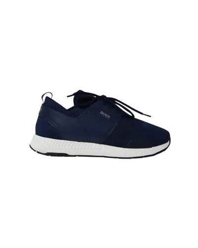 Hugo Boss Boss Low Top Sneakers In Navy Blue Polyester