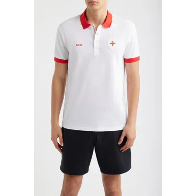 Hugo Boss Soccer Country Pack Luxe Polo Shirt In Brazil In White