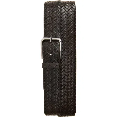 Hugo Boss Boss Madison Woven Leather Belt In Dark Brn