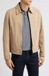 Hugo Boss Boss Malbano Goatskin Suede Jacket In Light Beige