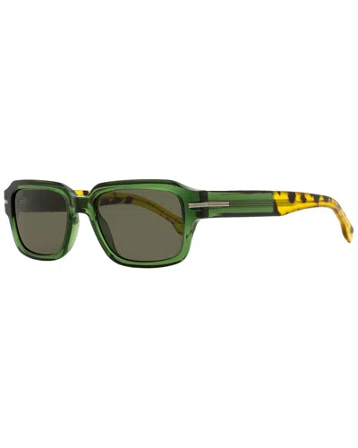 Hugo Boss Boss Men's Rectangular Sunglasses 1596/s Xgw2k Green/havana 53mm