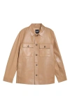 Hugo Boss Boss Malid Leather Button-up Shirt Jacket In Multi