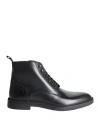 Hugo Boss Half Boots In Grained Leather With Signature-stripe Tape In Black