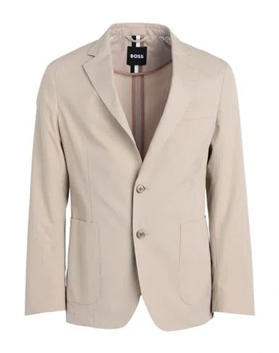 Hugo Boss Boss Man Blazer Khaki Size 36 Cotton, Polyester, Elastane In Beige