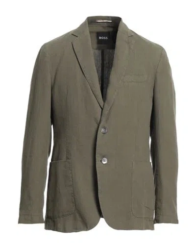 Hugo Boss Boss Man Blazer Military Green Size 46 Linen