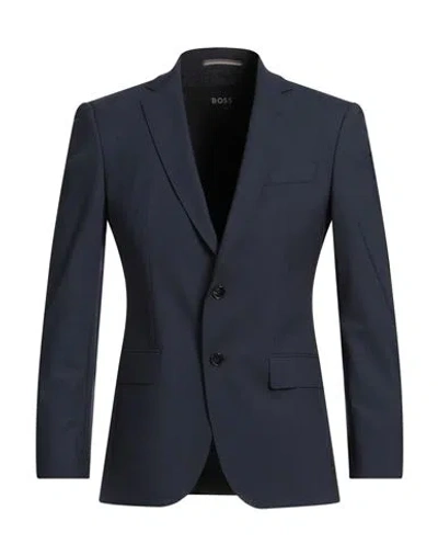 Hugo Boss Boss Man Blazer Navy Size 38 Virgin Wool, Elastane In Navy Blue