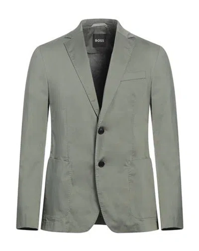 Hugo Boss Boss Man Blazer Sage Green Size 40 Cotton, Polyamide, Polyester, Elastane