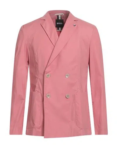Hugo Boss Boss Man Blazer Salmon Pink Size 42 Cotton, Elastane
