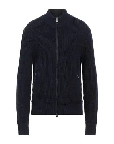 Hugo Boss Boss Man Cardigan Navy Blue Size S Cotton, Virgin Wool In Navy Blue