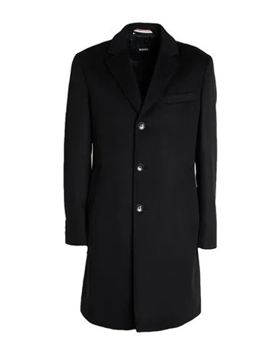 Hugo Boss Boss Man Coat Black Size 38 Virgin Wool, Cashmere In Black