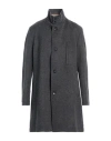 Hugo Boss Mock-neck Single-breasted Coat In Grey